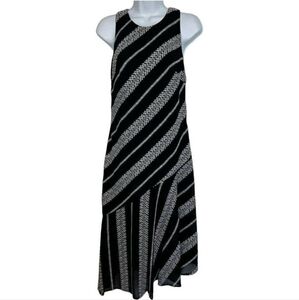 NWT Donna Karan New York stripe abstract black white sleeveless midi dress sz 6